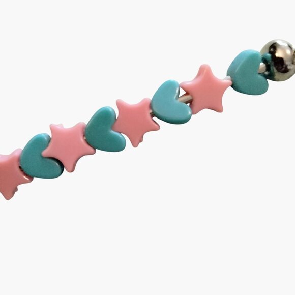 Beaded Bag Charm Zipper Pull Key Fob Pink Blue Star Heart Beads Metal Clip - Picture 2 of 4